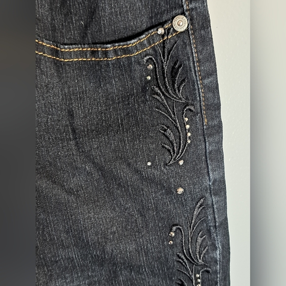 Cos Jeans Rhinestone Embroidered  Black Denim Pants  Size 12 - Picture 9 of 9
